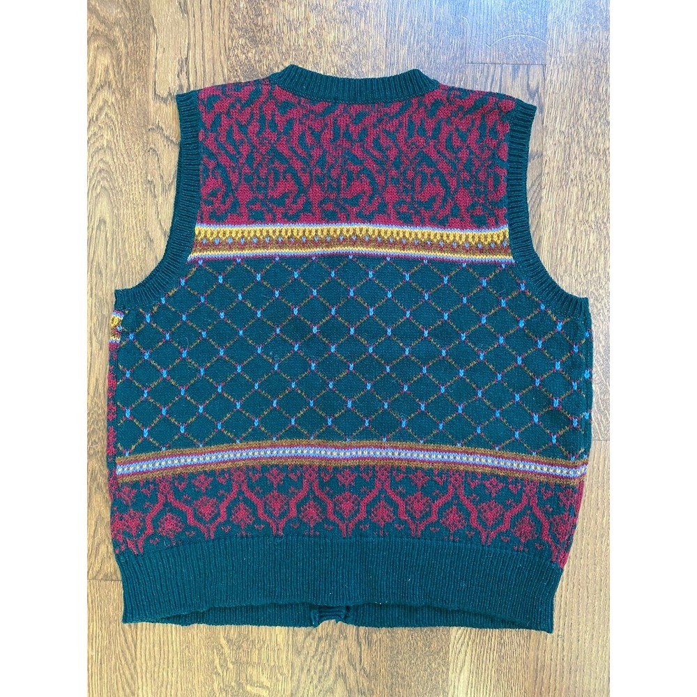 Vtg Susan Bristol Patchwork Wool Knit Sweater Vest Small Preppy Dark Academia - Picture 3 of 7